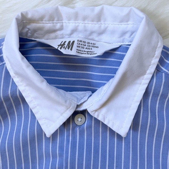 H&M Striped Button Down Shirt Size 4-5Y - Picture 2 of 4